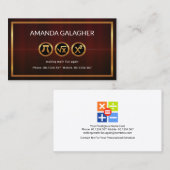 Carte De Visite Symboles numériques d'or Tutor (Devant / Derrière)