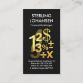 Carte De Visite Symboles Numéros De Comptabilité D'Or (Devant)