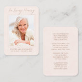Carte De Visite Sympathie Photo Simple Blush Funeral Card (Devant / Derrière)