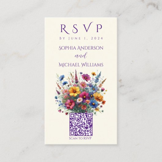 Carte De Visite Symphonie fleur sauvage-code RSVP-QR (Devant)
