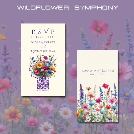 Carte De Visite Symphonie fleur sauvage-code RSVP-QR
