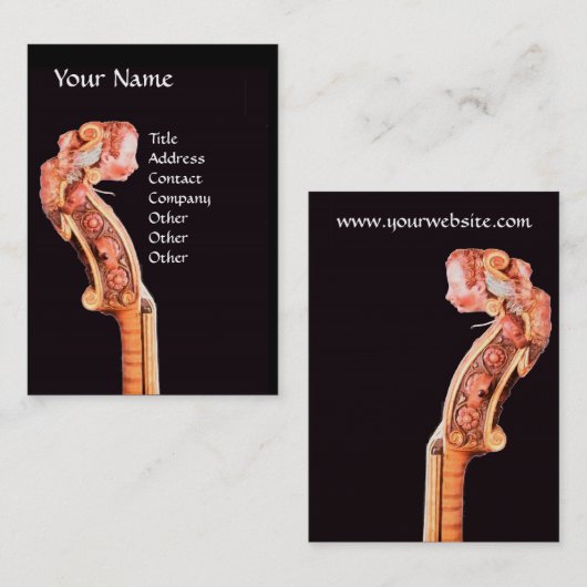 Carte De Visite SYMPHONIE, MUSIQUE CLASSIQUE Antique Violon Scroll (Devant / Derrière)