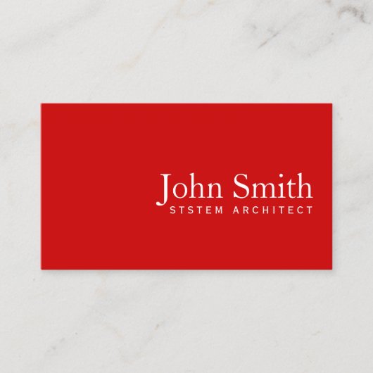Carte De Visite System Architect Plain Red Minimalist (Devant)