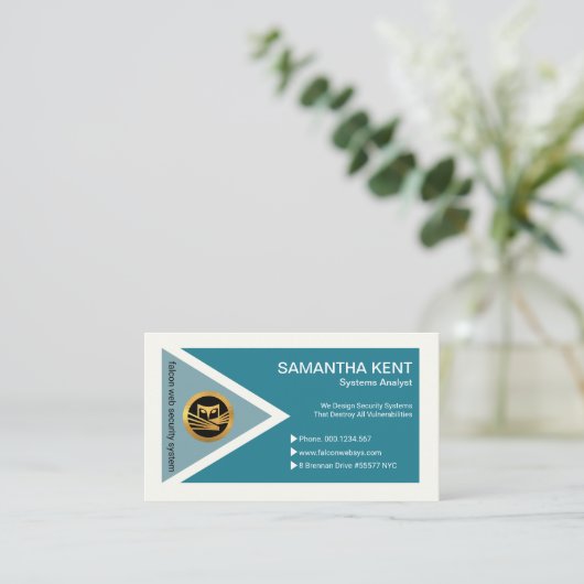 Carte De Visite Système Cyan Élégant De Polygone Triangle Futurist (Debout devant)