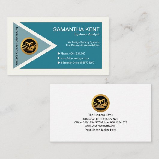 Carte De Visite Système Cyan Élégant De Polygone Triangle Futurist (Devant / Derrière)