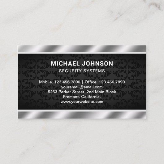 Carte De Visite Système de surveillance des solutions de sécurité (Dos)