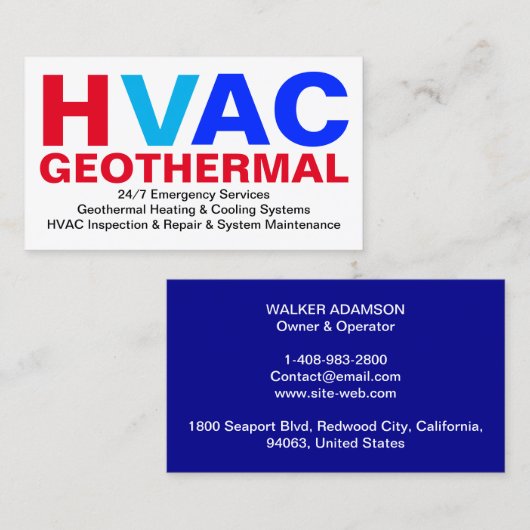 Carte De Visite Systèmes de Chauffage et de Climatisation - CVC Gé (Devant / Derrière)