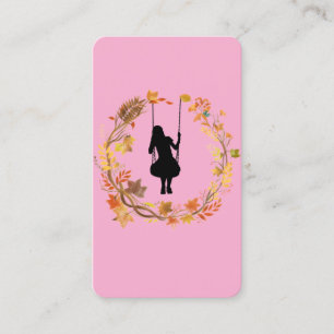 Carte De Visite T-shirt graphique Fille sur balançoire d'automne -