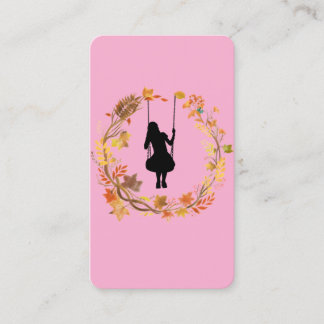 Carte De Visite T-shirt graphique Fille sur balançoire d'automne -