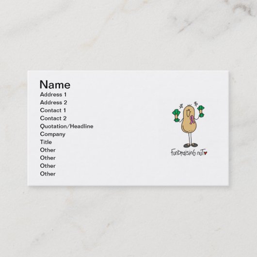 Carte De Visite T-shirts et cadeaux d'écrou de collecte de fonds (Devant)