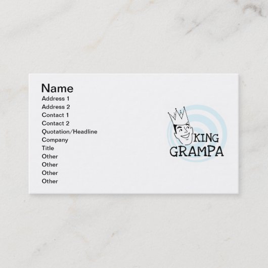 Carte De Visite T-shirts et cadeaux King Grampa (Devant)