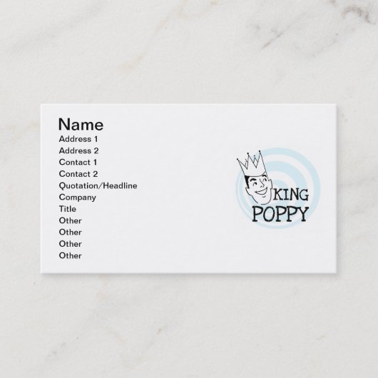 Carte De Visite T-shirts et cadeaux King Poppy (Devant)