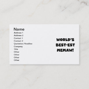 Carte De Visite T-shirts noir et blanc du Meilleur-est Memaw du