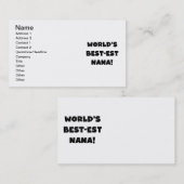 Carte De Visite T-shirts noir et blanc du Meilleur-est Nana du (Devant / Derrière)