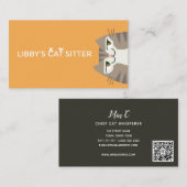 Carte De Visite Tabby Cat Pet Sitting QR Code (Devant / Derrière)