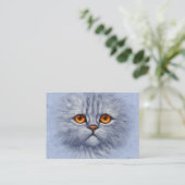 Carte De Visite Tabby Fluffé Chat Kitten Visage gris clair (Debout devant)