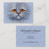 Carte De Visite Tabby Fluffé Chat Kitten Visage gris clair (Devant / Derrière)