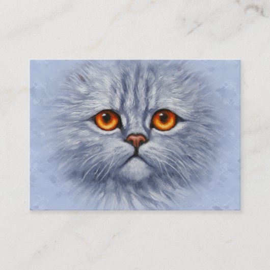 Carte De Visite Tabby Fluffé Chat Kitten Visage gris clair (Devant)