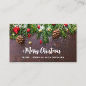 Carte De Visite Table de Noël rustique avec pin et neige (Devant)