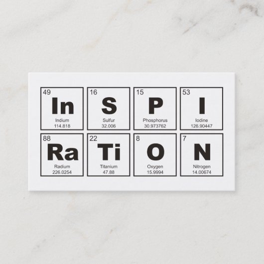 Carte De Visite Table des éléments périodique chimique : (Devant)