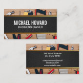 Carte De Visite Table en bois | Outils main de construction (Devant / Derrière)