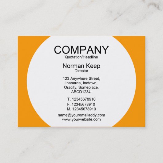 Carte De Visite Table ronde - Blanc avec orange FF9900 (Devant)