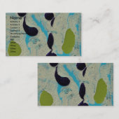 Carte De Visite Tableau Abstrait bleu, citron vert, violet et blan (Devant / Derrière)