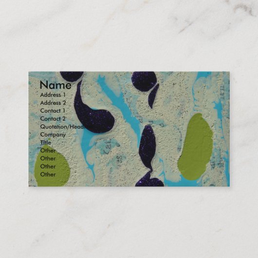 Carte De Visite Tableau Abstrait bleu, citron vert, violet et blan (Devant)