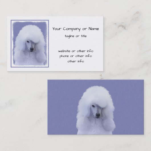 Carte De Visite Tableau blanc standard de caniche - Art original d (Devant / Derrière)