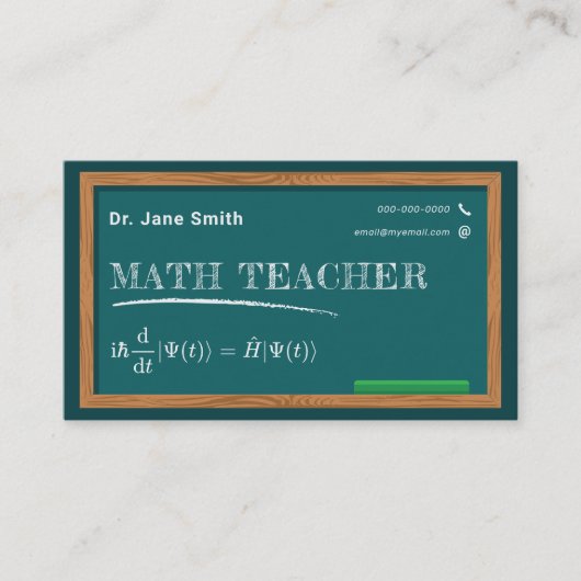 Carte De Visite Tableau de bord et équation Professeur de mathémat (Devant)