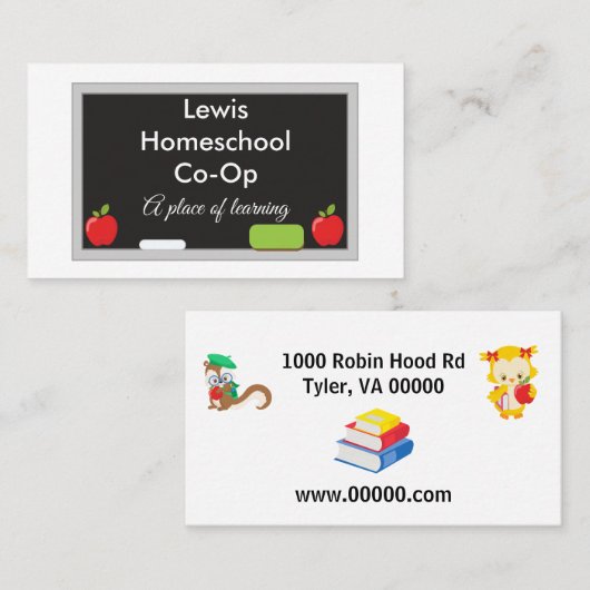 Carte De Visite Tableau de cage de Homeschool avec des pommes (Devant / Derrière)