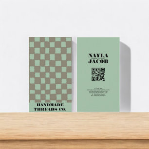Carte De Visite Tableau de contrôle gris bleu Motif QR Code fait m