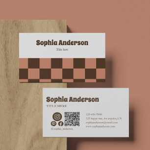 Carte De Visite Tableau de contrôle rétro minimal - Rose Brown et 