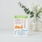 Carte De Visite Tableau de conversion de cuisine Green Bakery (Debout devant)