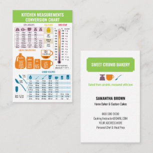 Carte De Visite Tableau de conversion de cuisine Green Bakery