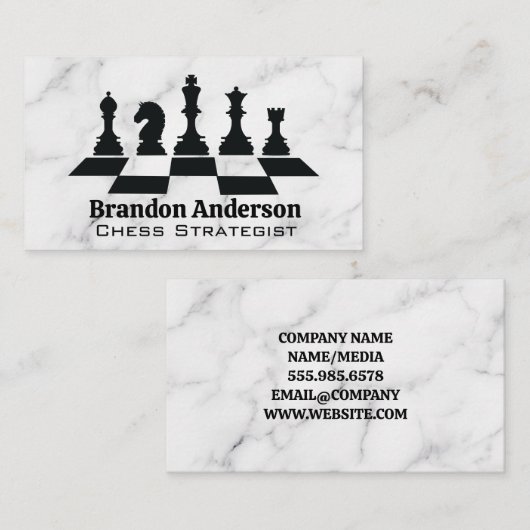 Carte De Visite Tableau d'échecs et pièces | Arrière - plan en mar (Devant / Derrière)