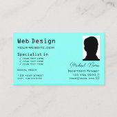 Carte De Visite Tableau d'échiquier noir et blanc Turquoise modern (Dos)