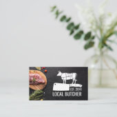 Carte De Visite Tableau des coupures de viande du boucher | Steak  (Debout devant)