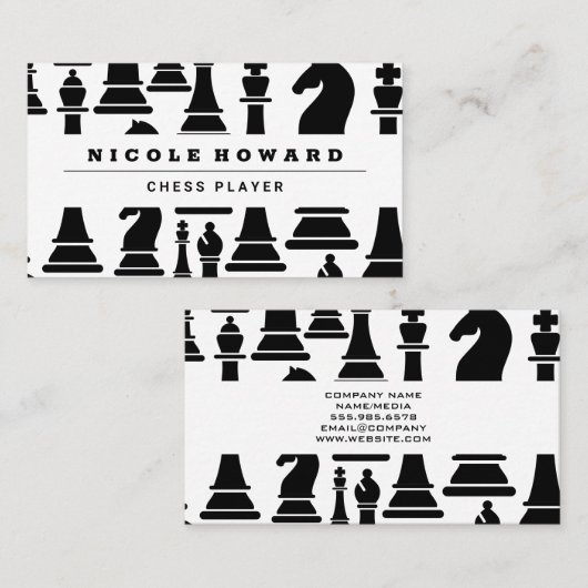 Carte De Visite Tableau des échecs | Pièces d'échecs (Devant / Derrière)