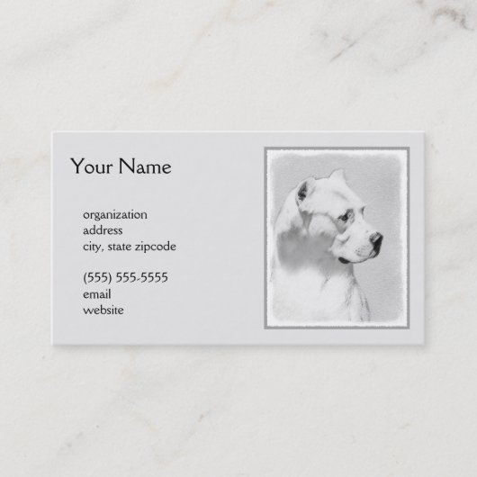 Carte De Visite Tableau Dogo Argentino - Art Chien original (Devant)