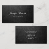 Carte De Visite Tableau noir simple gris classique écriture manusc (Devant / Derrière)