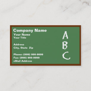 Carte De Visite Tableau noir vert avec ABCs