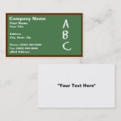 Carte De Visite Tableau noir vert avec ABCs (Devant / Derrière)
