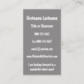 Carte De Visite Tableau périodique des éléments : Retour à l'école (Dos)