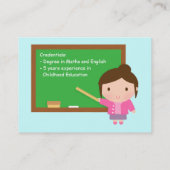 Carte De Visite Tableau personnel femelle de tuteur ou de (Dos)