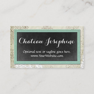 Carte De Visite Tableau Vintage rustique Peint Aqua sur Damask