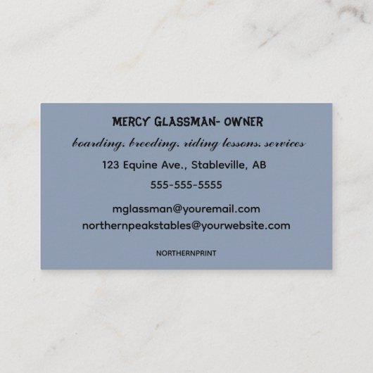 Carte De Visite Tableaux à cheval modifiables (Dos)