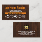 Carte De Visite Tabulation Jaune Bois De Bois Par Handyman (Devant / Derrière)