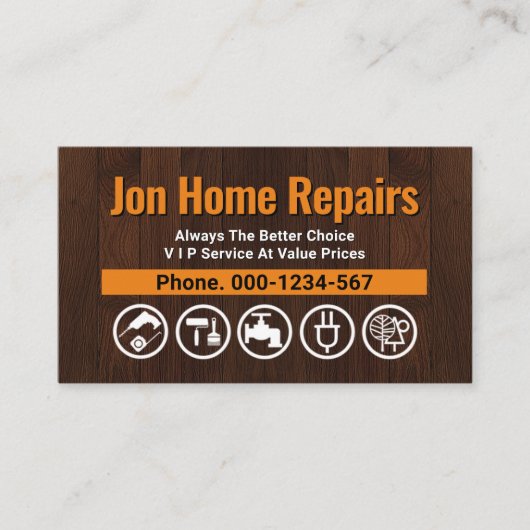 Carte De Visite Tabulation Jaune Bois De Bois Par Handyman (Devant)