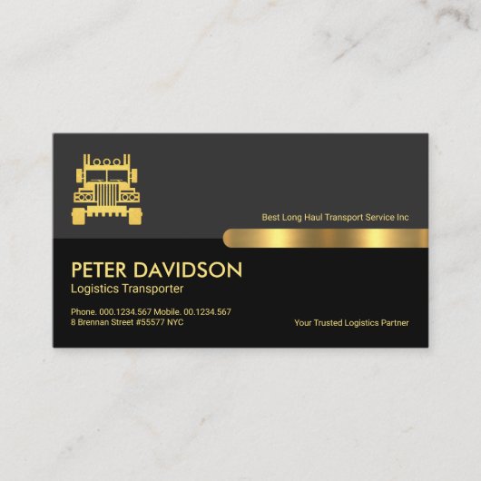 Carte De Visite Tabulation professionnelle Black Grey Layers Gold (Devant)